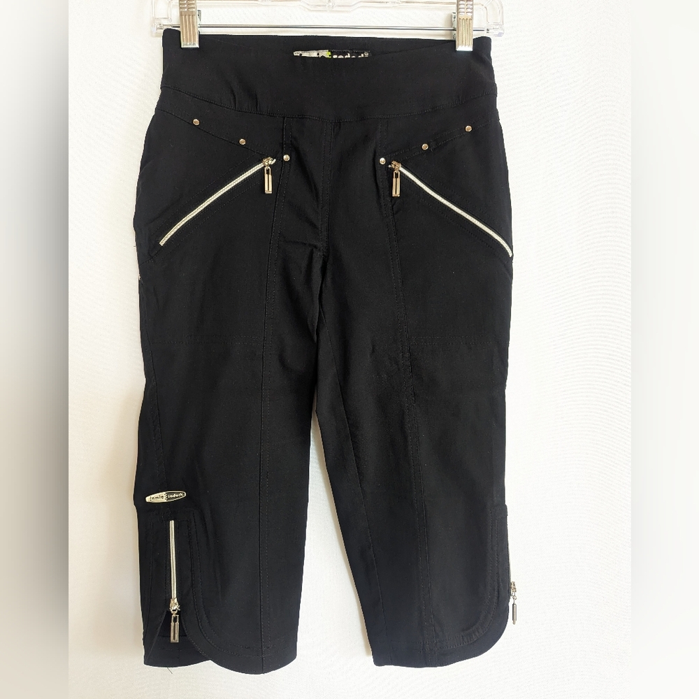 Jamie Sadock Size 0 Black Stretchy Pants Golf Travel Capri Short Pants Pockets
